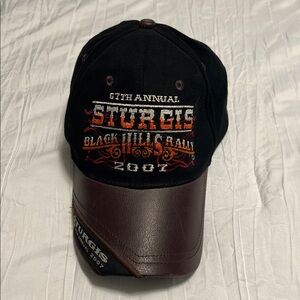 2007 Sturgis 67th Annual Black Hills Rally Hat 🏍️ Leather Brim
